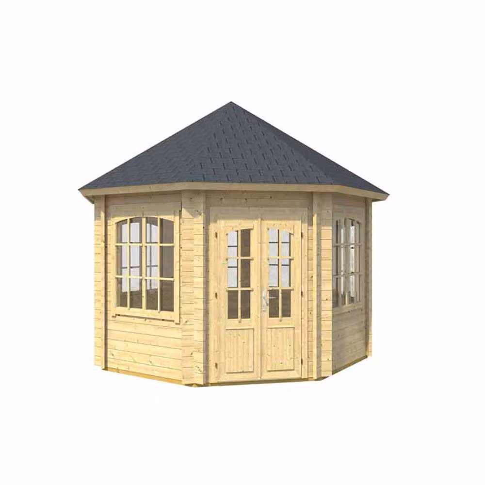 Lasita Maja Ltd Jamaica Log Cabin Garden Room and Home Office in Natural, W: 389.4 cm, D: 389.4 cm, H: 345.4 cm – 2