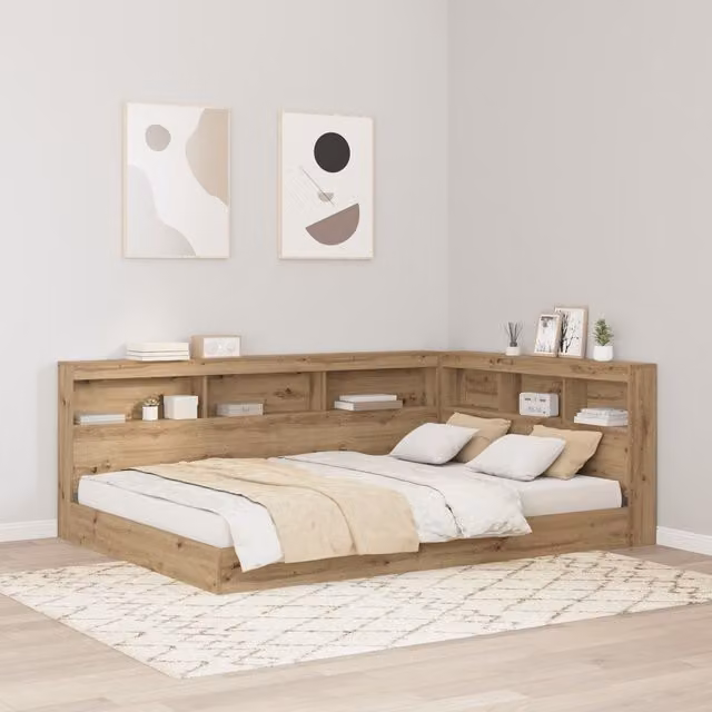 Berkfield Home Artisan Oak Storage Headboard with Integrated Shelf, Brown, Width: 160 cm