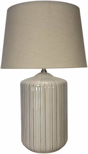 Minster Stylish Living Ltd Large Stone Look Ceramic Table Lamp with Shade in Beige, W/D/H: 23 x 23 x 47 cm