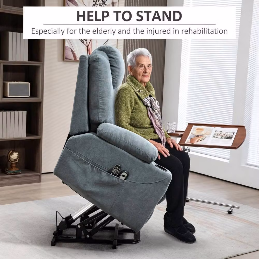 STILVORA Electric Lift Recliner Armchair with Massage and Heat in Grey Fabric – 7