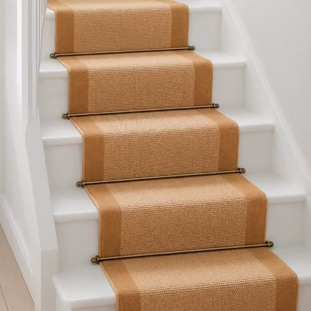 Bravich Bordered Traditional Hallway Runner in Beige, Non-Slip and Hard-Wearing