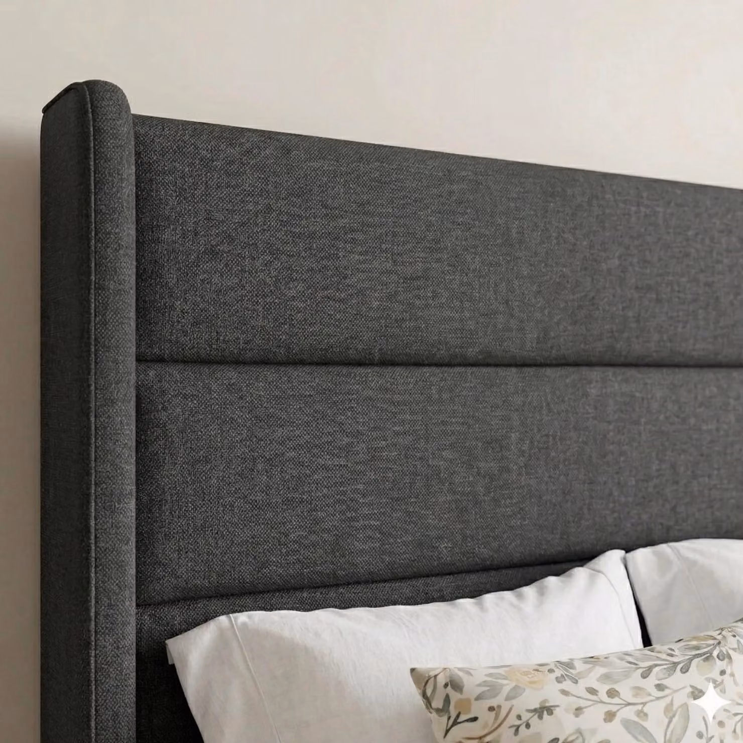 OAT Home Wilmslow Winged Headboard Upholstered Ottoman Storage Bed Frame in Anthracite Grey, W/D/H: 180 x 200 x 166 cm – 3