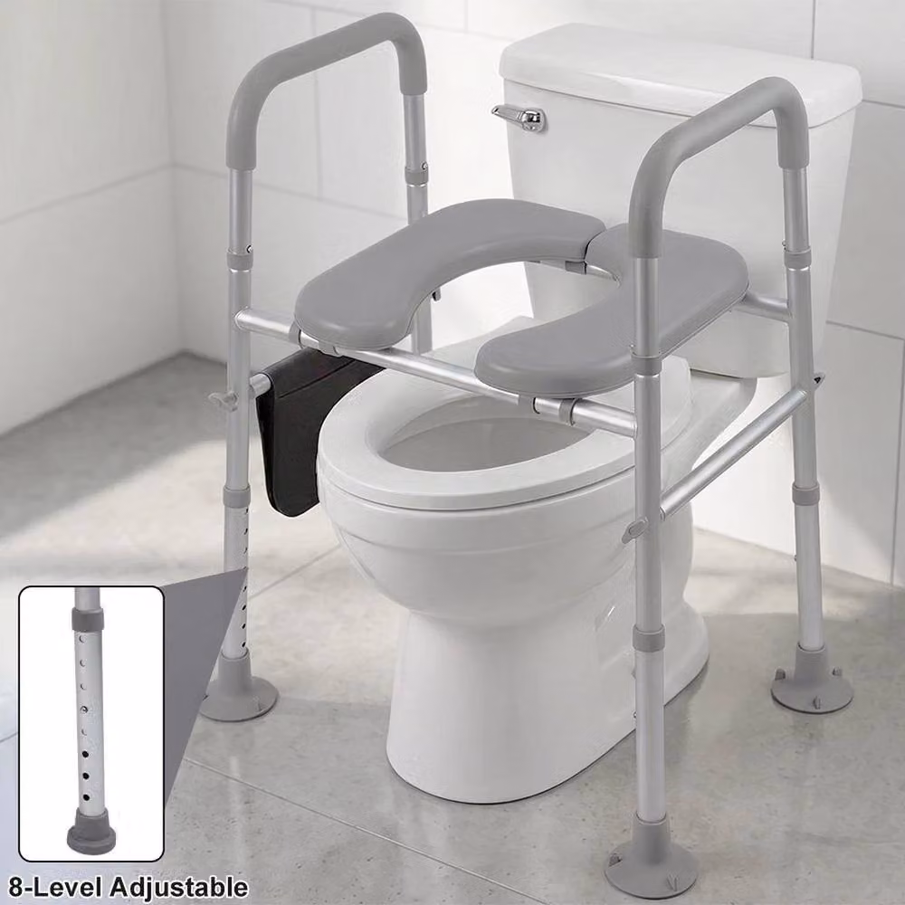 FLAVORA Adjustable Anti-slip Raised Toilet Seat Riser in Grey, Width: 180 cm, Drop: 180 cm – 3