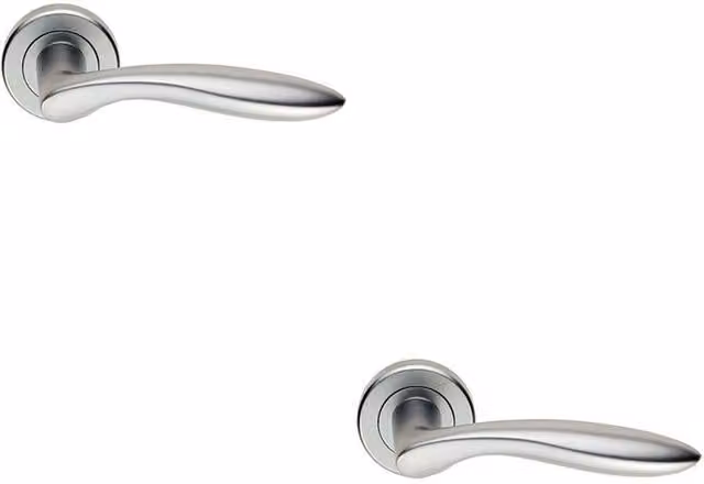 Loops 2x Pair Smooth Ergonomic Round Rose Concealed Fix Handles in Satin Chrome – 1