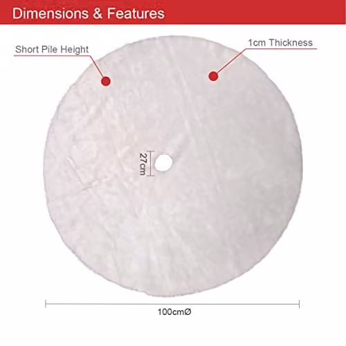 The Christmas Workshop Faux Fur Tree Skirt in White, 100cm Diameter – 2