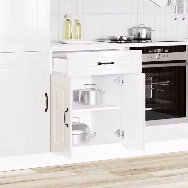 Berkfield Home Kalmar High Gloss White Kitchen Base Cabinet in MDF