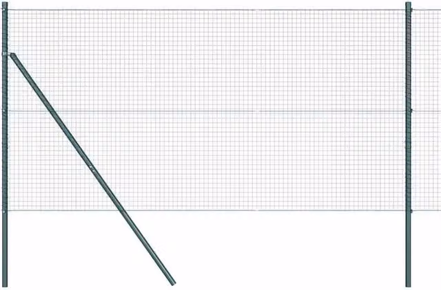 Berkfield Home Green Steel Welded Wire Fence with 7 Posts, W: 10 m, H: 1.4 m – 1