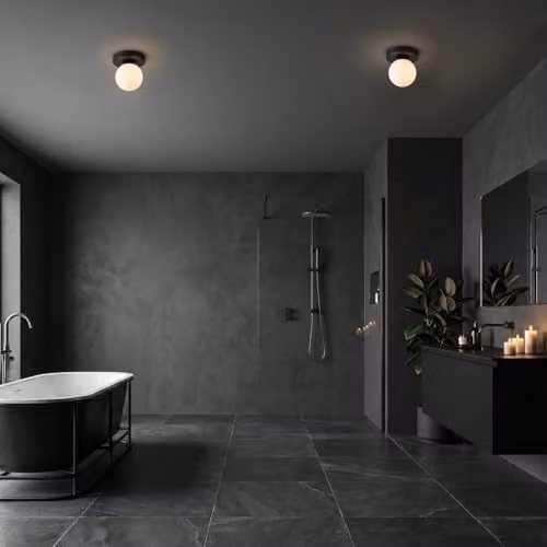 Happy Homewares Modern Compact Black Ceiling Light with White Glass Sphere Shade, W/D/H: 13 x 10 x 10 cm – 2