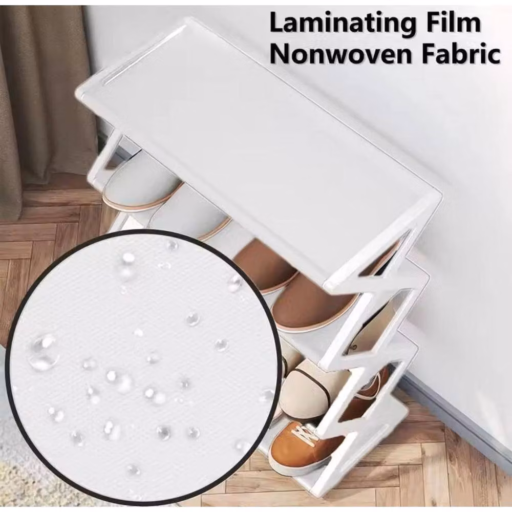 FLAVORA 4 Tier Foldable Shoe Rack Storage Shelf in White, W/D/H: 50 x 50 x 50 cm – 4