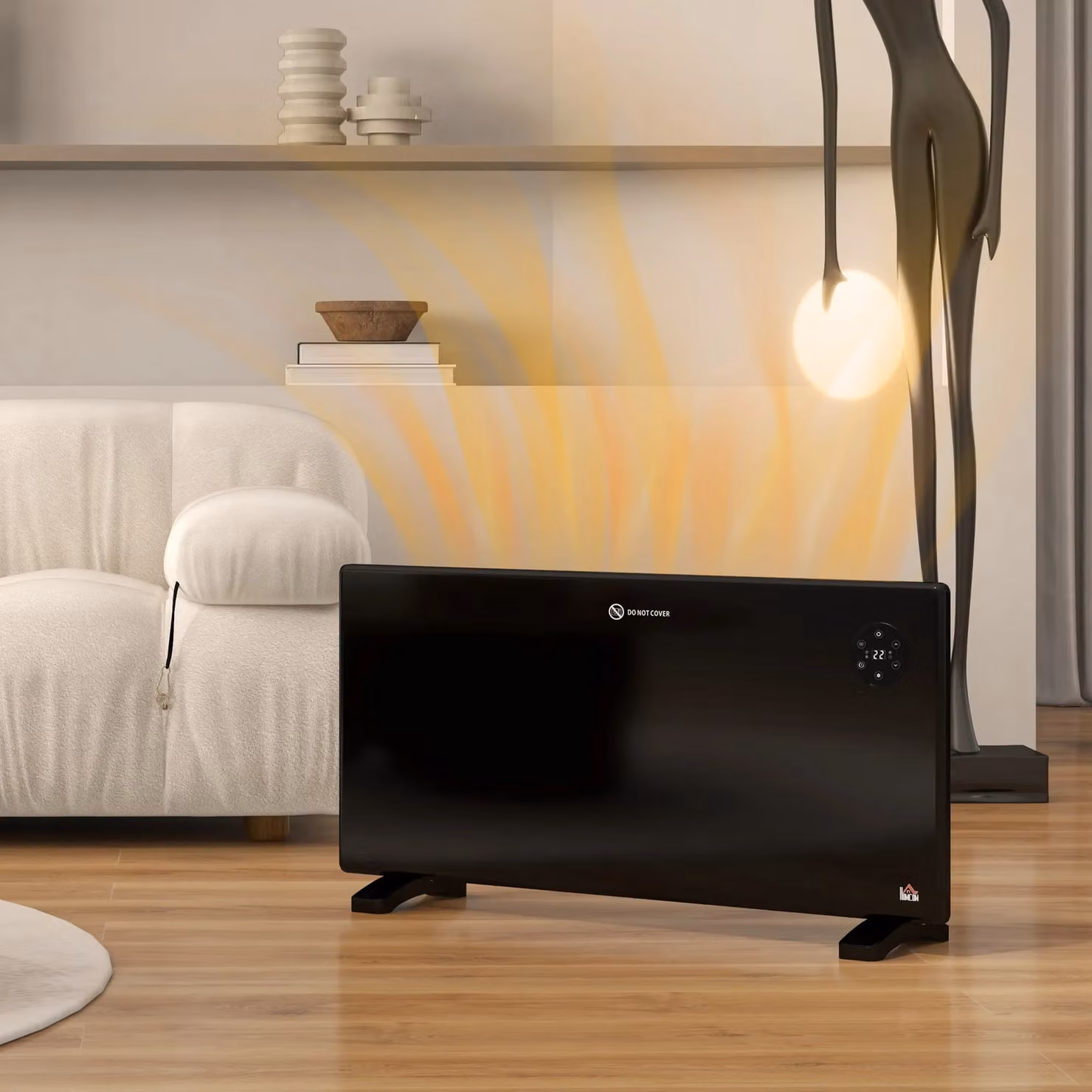 HOMCOM Electric Convector Heater in Black with LED Display, Thermostat and Remote Control – 2