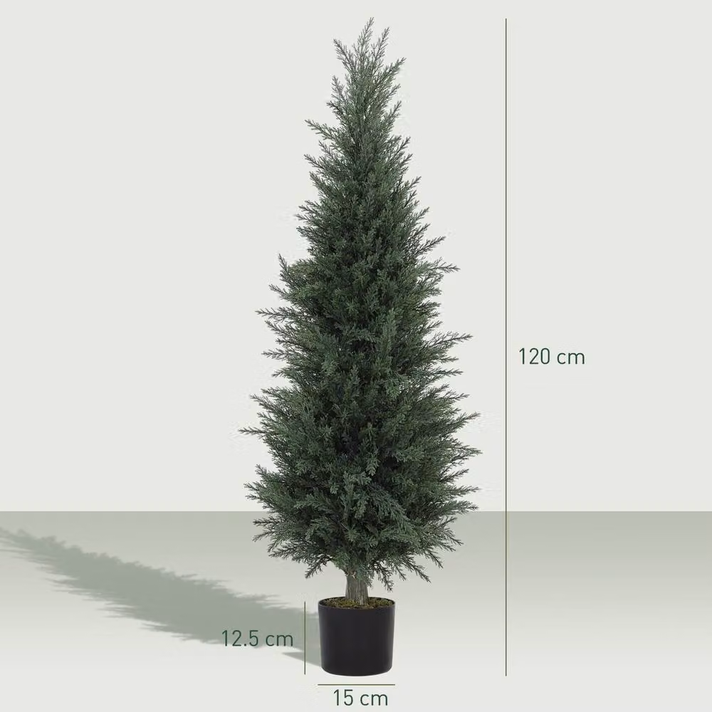 STILVORA Set of 2 Green Artificial Cypress Trees, Height: 120 cm – 4