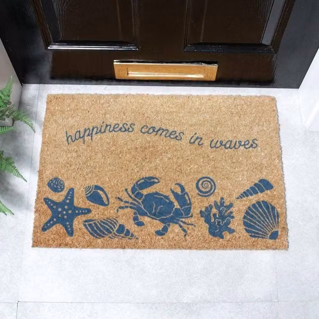 Artsy Mats Happiness Comes In Waves Doormat in Brown, W/D: 60 x 40 cm – 1