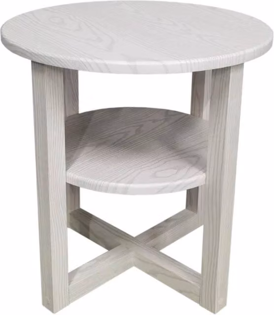 FORGEVIO 2 Tier Modern Round Sofa Side Table in White