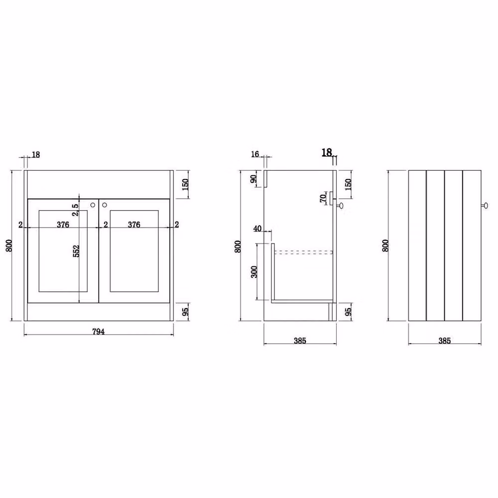 FORGEVIO Grey Traditional Freestanding Bathroom Vanity Unit with Soft-Close Hinged Doors and Internal Shelves – 4