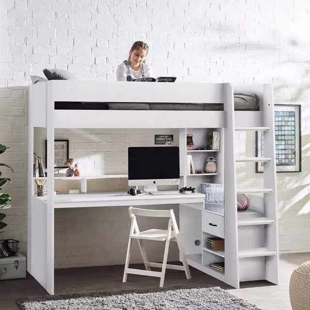 Julian Bowen Blaze Gaming Bunk Highsleeper in White and Black with Stairs and Drawers