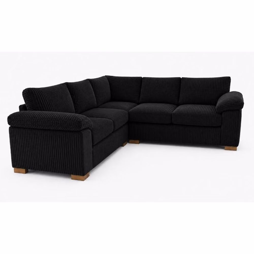 Snug Furniture Birmingham Ltd Riva Amalfi Jumbo Cord 5 Seater Large L-Shape Corner Sofa in Black – 2