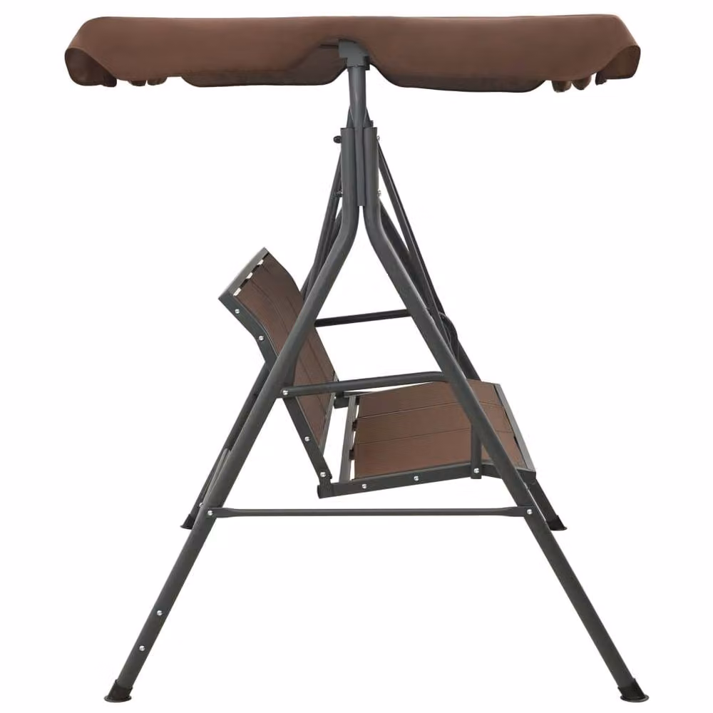 Berkfield Home Garden Swing Bench with Sun Canopy in Brown – 3