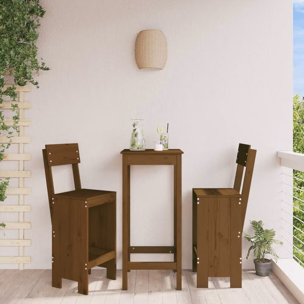 Berkfield Home Beautiful Bar Stools, Set of 2, Honey Brown Solid Pine Wood, W/D/H: 40 x 48.5 x 115.5 cm – 2