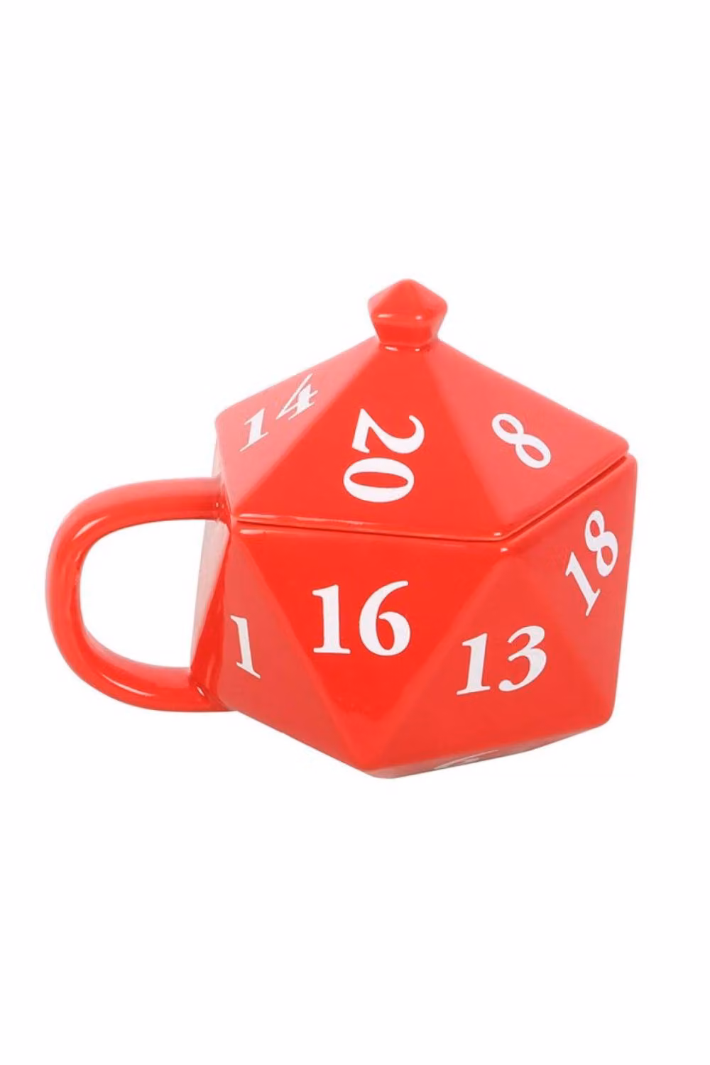 KDMD D20 Gaming Dice Ceramic Mug with Lid, Red, 500 ml – 2