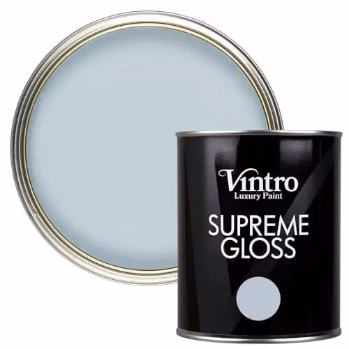 Vintro High Gloss Water Based Paint for Interior and Exterior Use on Walls, Wood and Trim, Blue Grey Aurora, 1 l