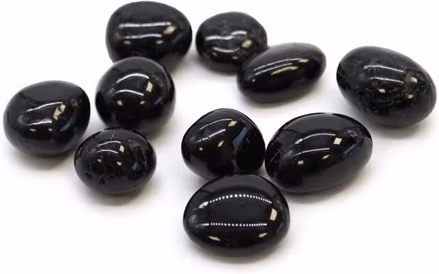 KDMK 24 Pack of Large Black Tumbled Organic Tourmaline Stones