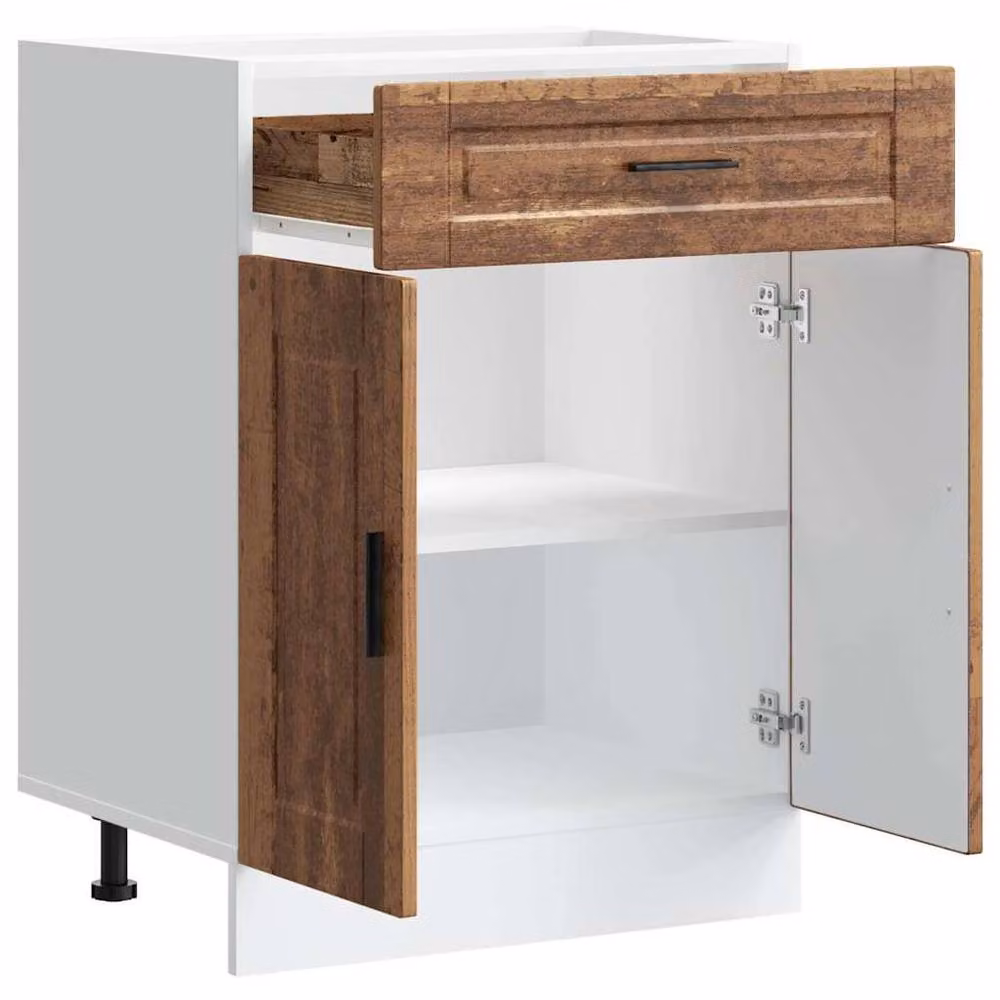 Berkfield Home Porto Kitchen Base Cabinet in Brown Old Wood Engineered Wood, H 81.5 x W 60.0 x D 46.0 cm – 3