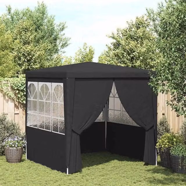 Berkfield Home Professional Party Tent with Side Walls, Anthracite and Black, W/D/H: 2 x 2 x 2 m