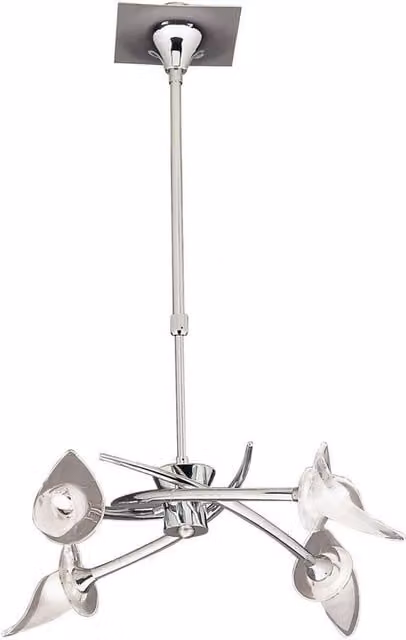 Flavia Telescopic Semi Flush Ceiling Pendant Light with 4 G9 Lights in Polished Chrome and Grey Glass
