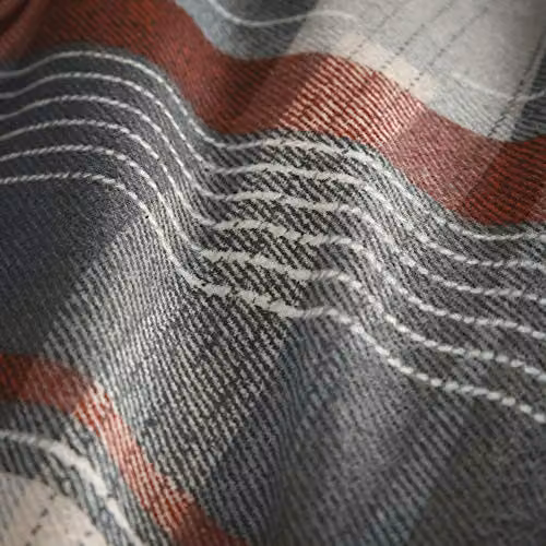 Dreams & Drapes Connolly Reversible Checked Cotton Flannelette Duvet Cover and Pillowcase Set, Red and Grey, W/D/H: 140 x 200 cm – 2