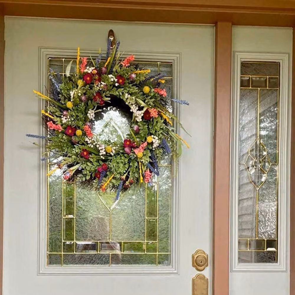 YnysTec Spring Large Multicolour Artificial Flower Wreath in Green for Front Doors and Walls – 3