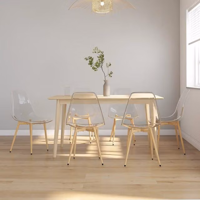 Berkfield Home Set of 6 Modern Dining Chairs in Transparent Black PET and Metal – 1
