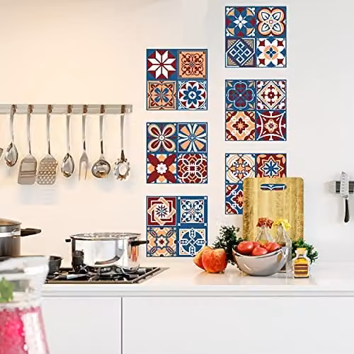 Walplus Westminster Tiles Wall Stickers, Multicolour Self-Adhesive Vinyl Decals, 12 pcs, 20 x 20 cm – 2