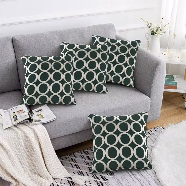 Luxor Living Chenille Cushion Set of 4 in Green, W/D/H: 45 x 45 x 45 cm