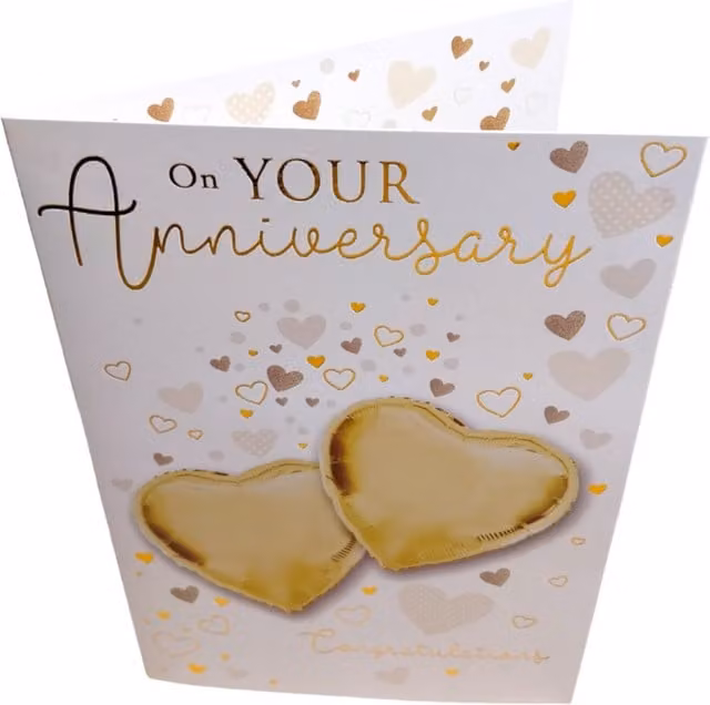 Balloon Boutique On Your Anniversary Congratulations Greeting Card in Multicolour and Gold