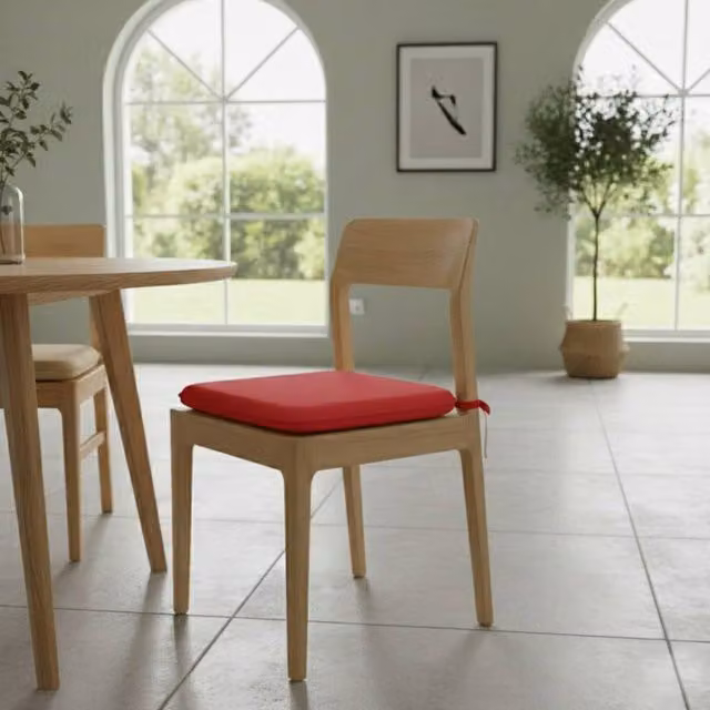 Snug City Pack of 4 Waterproof Square Foam Chair Seat Pads with Ties in Red