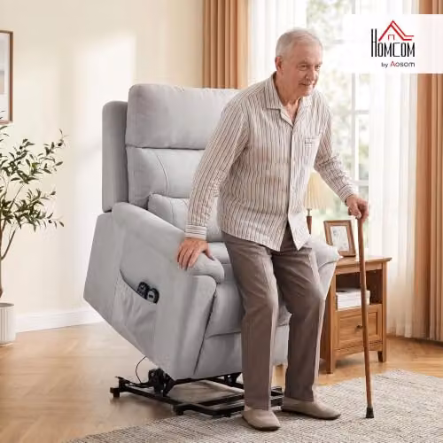 HOMCOM Power Lift Recliner Chair with Vibration Massage and Heat in Light Grey – 2