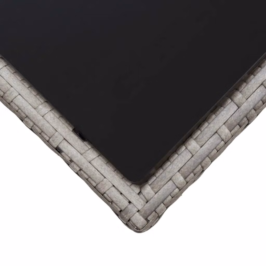 Berkfield Home Grey Poly Rattan and Glass Coffee Table, W/D/H: 45 x 45 x 40 cm – 3