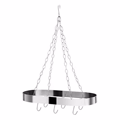 Premier Housewares Oval Ceiling Rack in Silver Matt Chrome