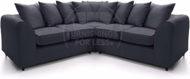 Furnishings For Less UK Casper 5 Seater L-Shaped Corner Sofa in Black Chenille Fabric with Scatter Back