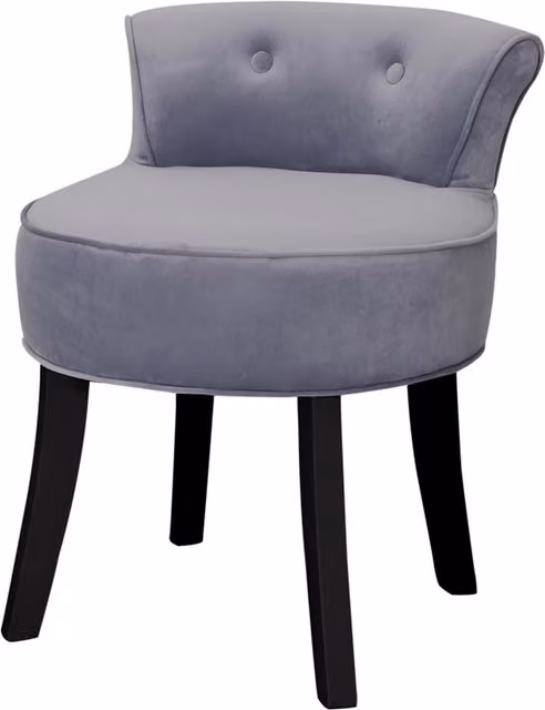 Livingandhome Light Grey Velvet Upholstered Dressing Table Stool