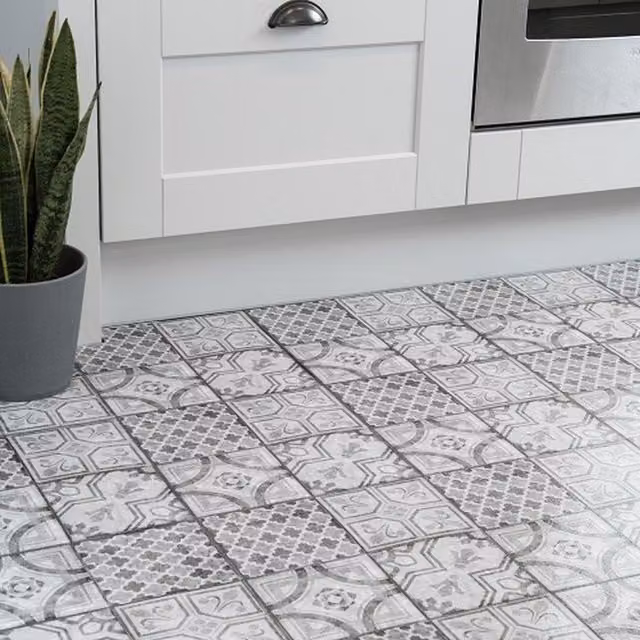 d-c-fix Moroccan Grey Self-Adhesive Peel and Stick Vinyl Floor Tiles, 1sqm