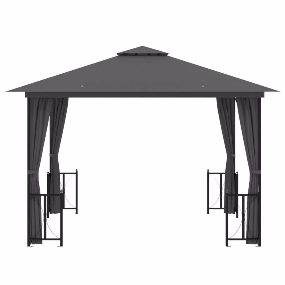 Berkfield Home Gazebo with Sidewalls and Double Roof, Anthracite, W/D/H: 300 x 300 x 265 cm – 3