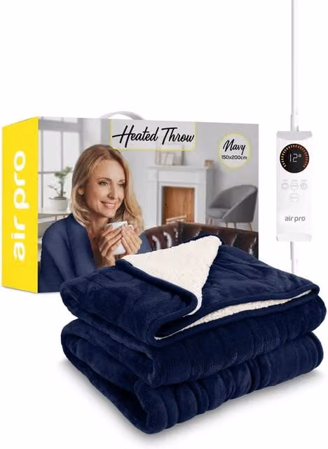 Air Pro Heated Electric Blanket with Digital Controller in Navy Blue, King Size, 180 x 200 cm – 1