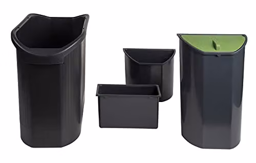 Exacompta TOPLINE 3 Waste Bin with 3 Plastic Inserts in Black and Anthracite Grey – 5