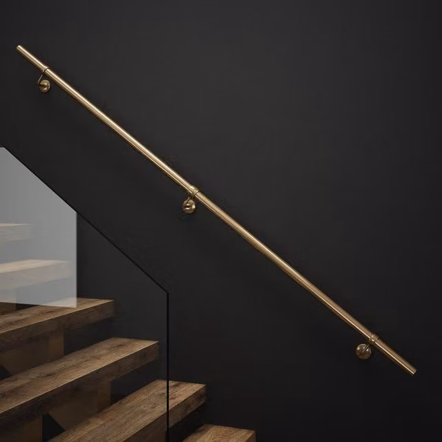 Rothley Antique Brass Stair Hand Rail Kit in Gold and Brass