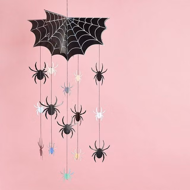 Club Green Halloween Spider Hanging Mobile in Green, Black and Multicolour – 1