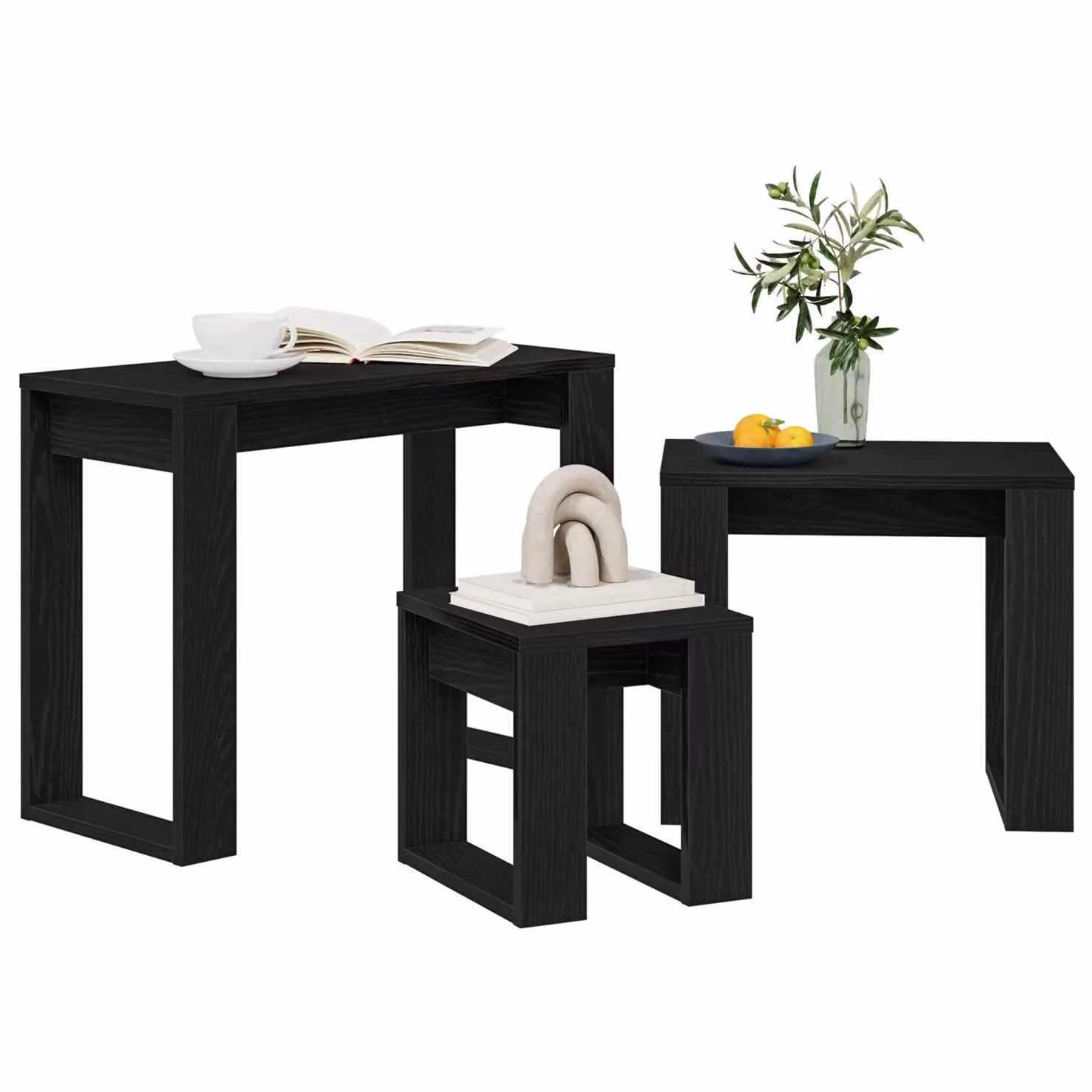 Berkfield Home 3-Piece Nesting Tables in Black Oak – 3