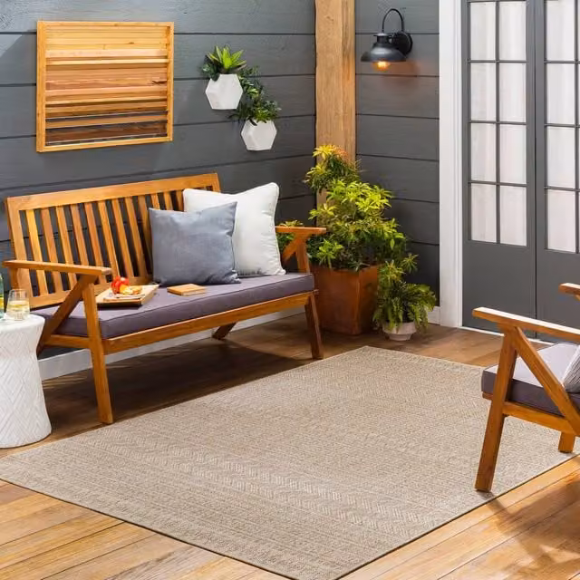 Livabliss Aegean Geometric In- & Outdoor Rug in Brown and Beige, W: 200 cm, D: 275 cm