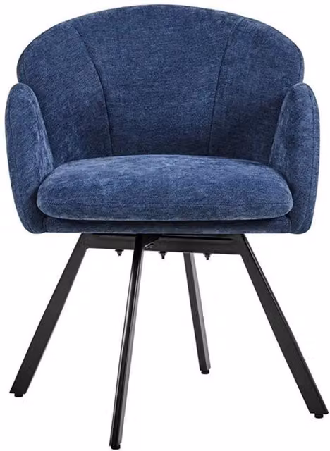 KORVIXA Blue Chenille Swivel Tub Chair for Living Room or Bedroom, W/D/H: 100 x 100 x 75 cm