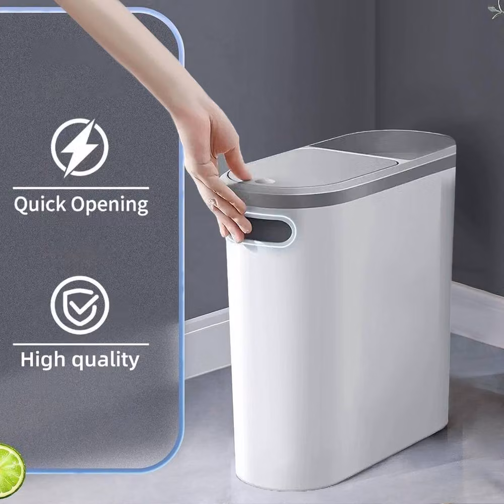 Kelvenix White Plastic Touch Bathroom Trash Can – 2